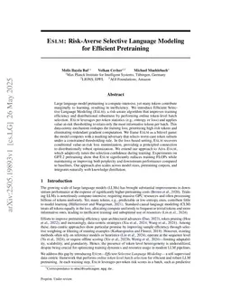 ESLM: Risk-Averse Selective Language Modeling for Efficient Pretraining