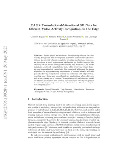 CA3D: Convolutional-Attentional 3D Nets for Efficient Video Activity Recognition on the Edge