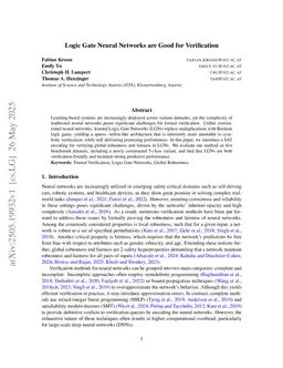 Logic Gate Neural Networks are Good for Verification