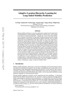 Adaptive Location Hierarchy Learning for Long-Tailed Mobility Prediction