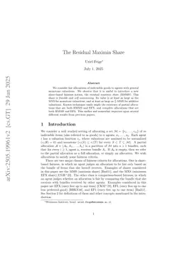 The residual maximin share