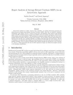 Regret Analysis of Average-Reward Unichain MDPs via an Actor-Critic Approach