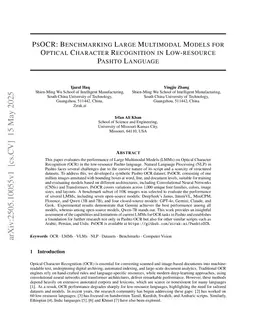 PsOCR: Benchmarking Large Multimodal Models for Optical Character Recognition in Low-resource Pashto Language
