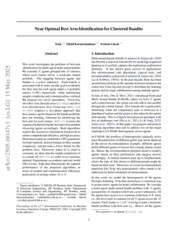 Near Optimal Best Arm Identification for Clustered Bandits