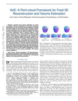 VolE: A Point-cloud Framework for Food 3D Reconstruction and Volume Estimation