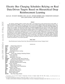 Electric Bus Charging Schedules Relying on Real Data-Driven Targets Based on Hierarchical Deep Reinforcement Learning