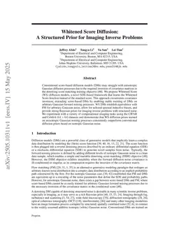 Whitened Score Diffusion: A Structured Prior for Imaging Inverse Problems