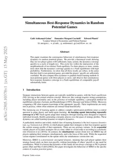 Simultaneous Best-Response Dynamics in Random Potential Games