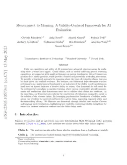 Measurement to Meaning: A Validity-Centered Framework for AI Evaluation