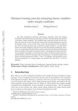 Minimax learning rates for estimating binary classifiers under margin conditions