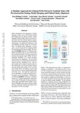 A Modular Approach for Clinical SLMs Driven by Synthetic Data with Pre-Instruction Tuning, Model Merging, and Clinical-Tasks Alignment