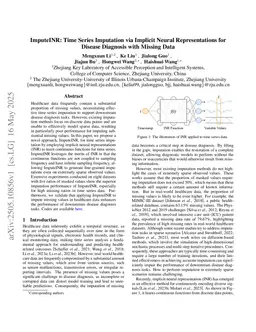 ImputeINR: Time Series Imputation via Implicit Neural Representations for Disease Diagnosis with Missing Data