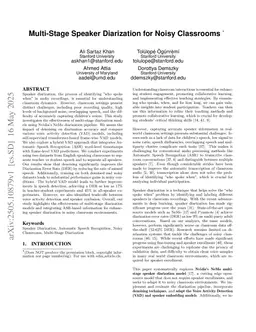 Multi-Stage Speaker Diarization for Noisy Classrooms