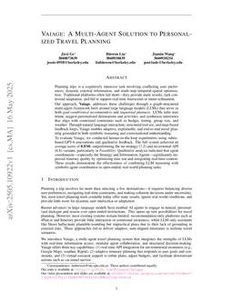 Vaiage: A Multi-Agent Solution to Personalized Travel Planning