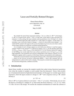 Lasso and Partially-Rotated Designs