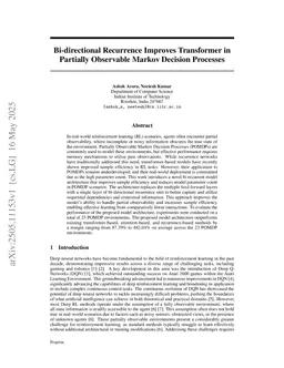 Bi-directional Recurrence Improves Transformer in Partially Observable Markov Decision Processes