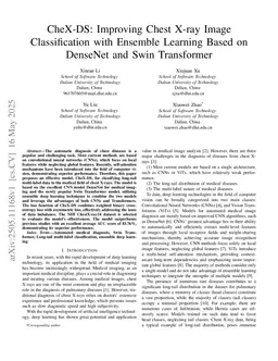 CheX-DS: Improving Chest X-ray Image Classification with Ensemble Learning Based on DenseNet and Swin Transformer