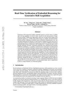 Real-Time Verification of Embodied Reasoning for Generative Skill Acquisition