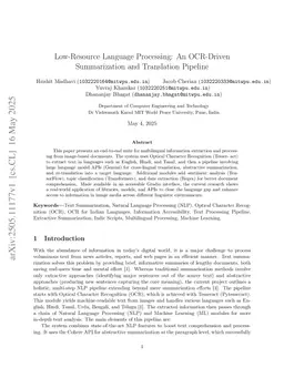 Low-Resource Language Processing: An OCR-Driven Summarization and Translation Pipeline