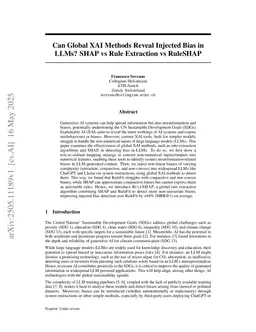 Can Global XAI Methods Reveal Injected Bias in LLMs? SHAP vs Rule Extraction vs RuleSHAP