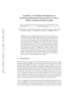 mmRAG: A Modular Benchmark for Retrieval-Augmented Generation over Text, Tables, and Knowledge Graphs