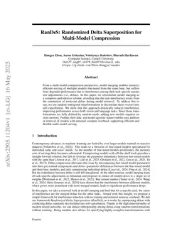 RanDeS: Randomized Delta Superposition for Multi-Model Compression