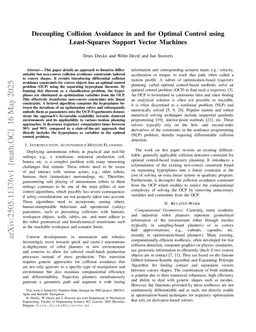 Decoupling Collision Avoidance in and for Optimal Control using Least-Squares Support Vector Machines