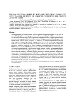 Towards Cultural Bridge by Bahnaric-Vietnamese Translation Using Transfer Learning of Sequence-To-Sequence Pre-training Language Model