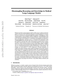 Disentangling Reasoning and Knowledge in Medical Large Language Models