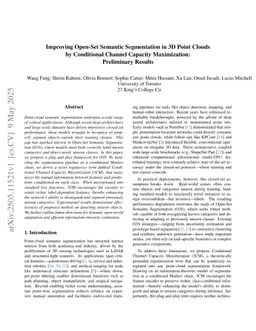 Improving Open-Set Semantic Segmentation in 3D Point Clouds by Conditional Channel Capacity Maximization: Preliminary Results