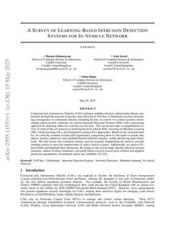 A Survey of Learning-Based Intrusion Detection Systems for In-Vehicle Network