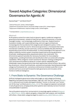 Toward Adaptive Categories: Dimensional Governance for Agentic AI