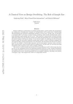 A Classical View on Benign Overfitting: The Role of Sample Size