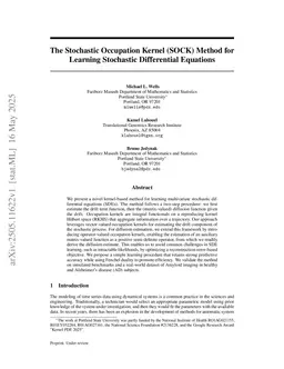 The Stochastic Occupation Kernel (SOCK) Method for Learning Stochastic Differential Equations