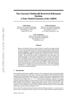The Gaussian-Multinoulli Restricted Boltzmann Machine: A Potts Model Extension of the GRBM