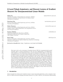 A Local Polyak-Lojasiewicz and Descent Lemma of Gradient Descent For Overparametrized Linear Models