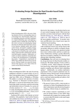 Evaluating Design Decisions for Dual Encoder-based Entity Disambiguation