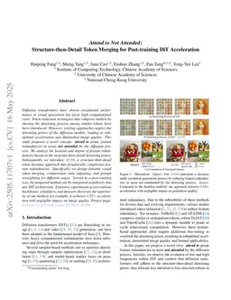 Attend to Not Attended: Structure-then-Detail Token Merging for Post-training DiT Acceleration