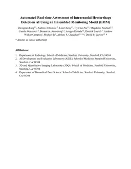 Automated Real-time Assessment of Intracranial Hemorrhage Detection AI Using an Ensembled Monitoring Model (EMM)