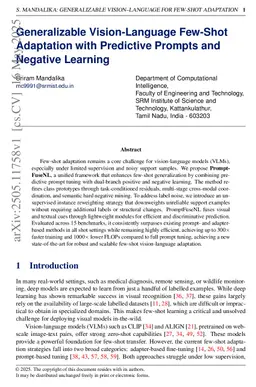 Generalizable Vision-Language Few-Shot Adaptation with Predictive Prompts and Negative Learning