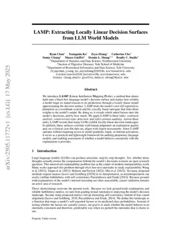 LAMP: Extracting Locally Linear Decision Surfaces from LLM World Models