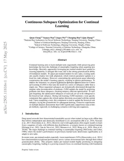 Continuous Subspace Optimization for Continual Learning