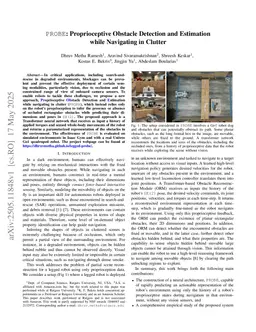 PROBE: Proprioceptive Obstacle Detection and Estimation while Navigating in Clutter