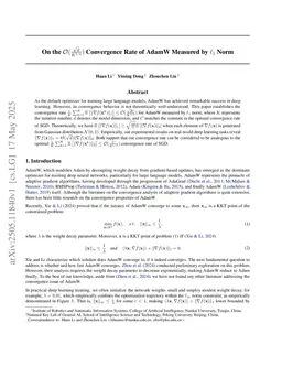 On the $O(\frac{\sqrt{d}}{K^{1/4}})$ Convergence Rate of AdamW Measured by $\ell_1$ Norm