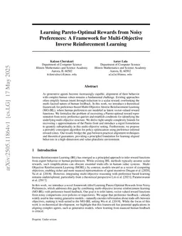 Learning Pareto-Optimal Rewards from Noisy Preferences: A Framework for Multi-Objective Inverse Reinforcement Learning