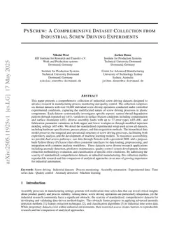 PyScrew: A Comprehensive Dataset Collection from Industrial Screw Driving Experiments