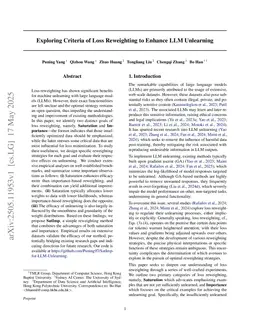 Exploring Criteria of Loss Reweighting to Enhance LLM Unlearning