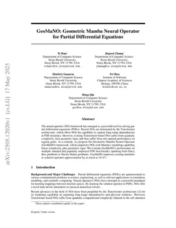GeoMaNO: Geometric Mamba Neural Operator for Partial Differential Equations