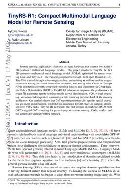 TinyRS-R1: Compact Multimodal Language Model for Remote Sensing
