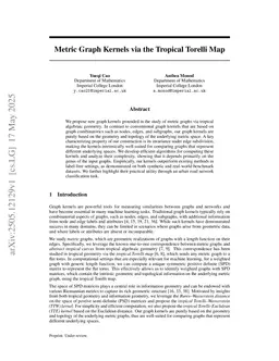 Metric Graph Kernels via the Tropical Torelli Map